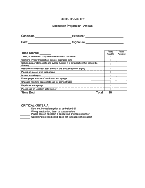 Medication Preparation Ampule Checklist