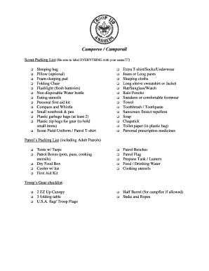Scout Camporee Packing List