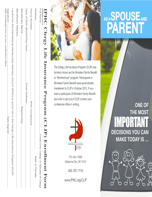 Clergy Life Insurance Program Enrollment Form