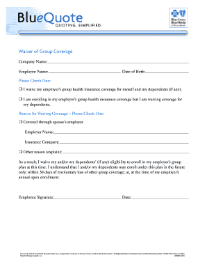 Waiver of Group Health Insurance Coverage