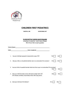 TB Preventive Screen Questionnaire