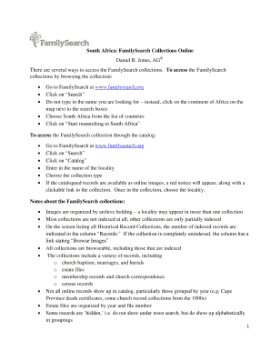 FamilySearch South Africa Collections Guide