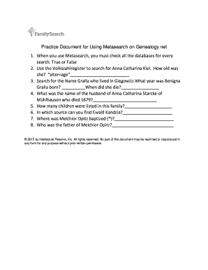 Genealogy Research Practice Form