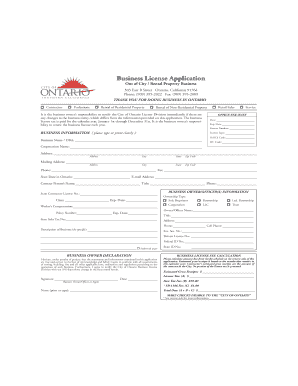 Ontario California Business License Application