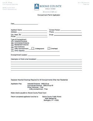 Boone County Encroachment Permit Application