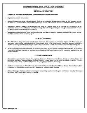 California BOP Insurance Application
