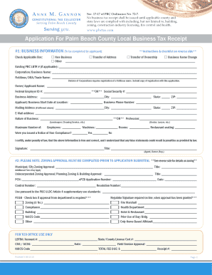 Palm Beach Gardens Business Tax Application