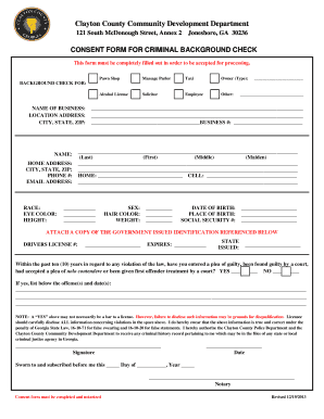 Consent Form for Criminal Background Check