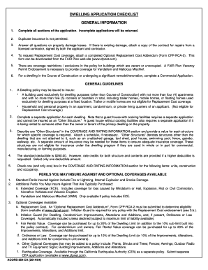California Dwelling Insurance Application