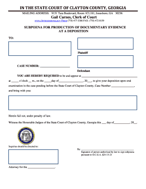Subpoena for Production of Documentary Evidence