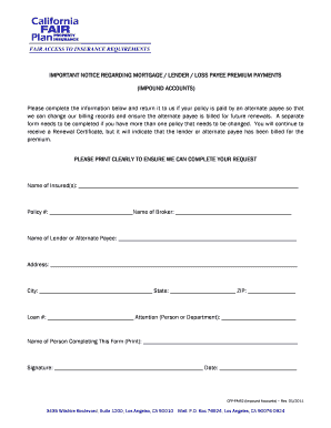 Insurance Premium Payment Change Form