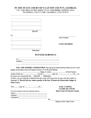 Georgia Witness Subpoena