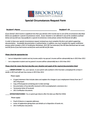 Special Circumstances Request Form