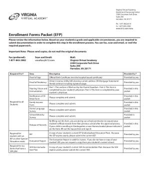 Virginia Virtual Academy Enrollment Forms Packet