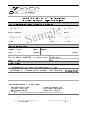 Undergraduate Student Application