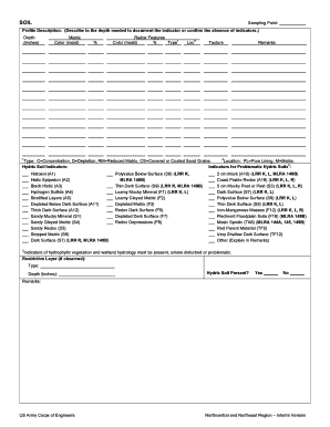 Hydric Soil Sampling Point Form