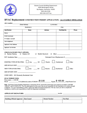 HVAC Replacement Construction Permit Application