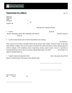 Federal Estate Tax Affidavit