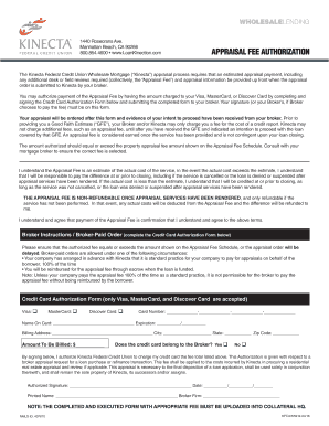 Appraisal Fee Authorization Form