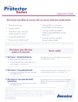 Ultra Protector Series Whole Life Insurance Application