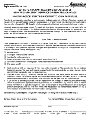 Medicare Supplement Replacement Notice