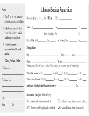 Advanced Seminar Registration Form