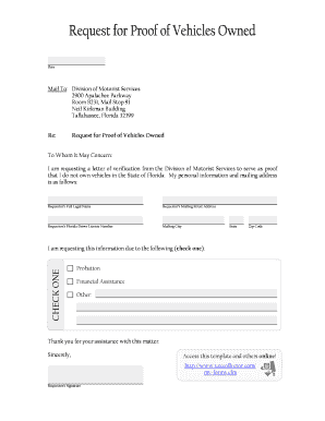 Florida Vehicle Ownership Verification Request