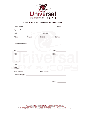 AMA/Ogilvie Rating Information Sheet