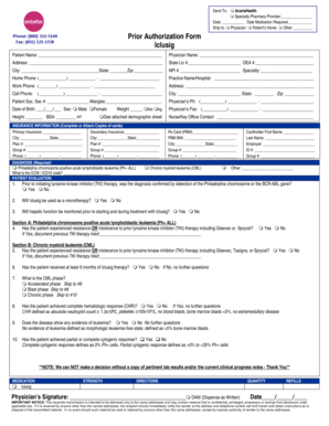 Prior Authorization Form for Iclusig