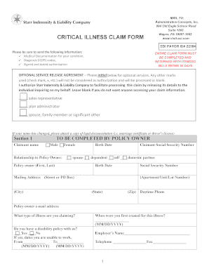 Critical Illness Claim Form