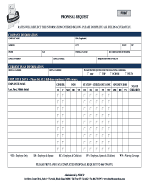 Employee Benefits Proposal Request Form