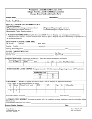 Integra Benefits Change Request Form