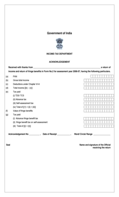 Income Tax Return Acknowledgment Form