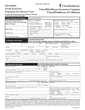 California Small Business Employee Enrollment Form
