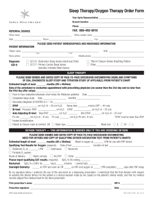 Sleep Therapy/Oxygen Therapy Order Form