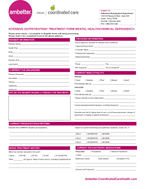 Intensive Outpatient Day Treatment Authorization Form