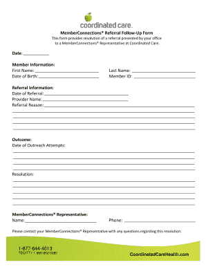 MemberConnections Referral Follow-Up Form