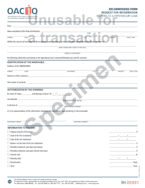 Request for Information Hypothecary Loan