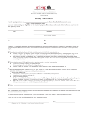 Disability Verification Form