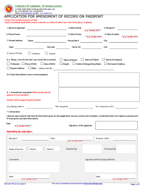 Bangladesh Passport Amendment Application