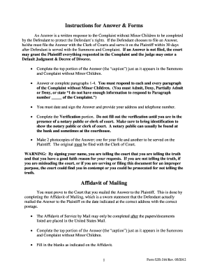 South Dakota Divorce Answer Form