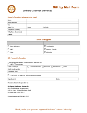 Gift by Mail Form