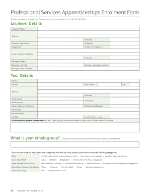 Professional Services Apprenticeship Enrolment Form