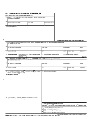 UCC Financing Statement Addendum