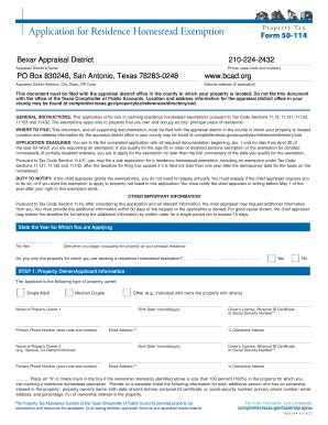 Texas Residence Homestead Exemption Application