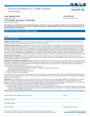 Texas Railroad Property Tax Rendition Form 50-156