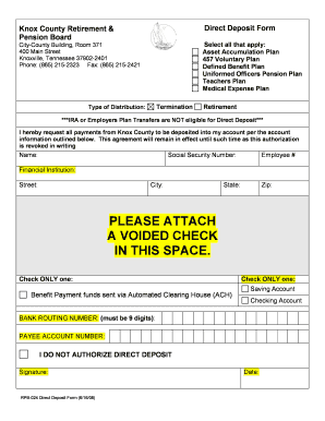Knox County Retirement Direct Deposit Form