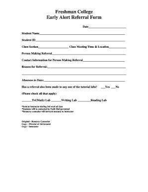 Early Alert Referral Form