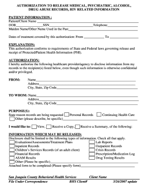 Authorization to Release Medical Records