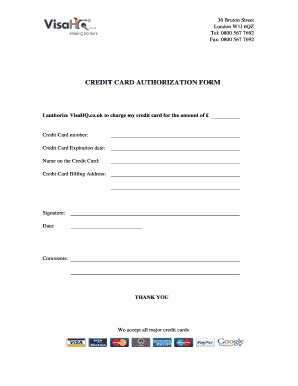 Credit Card Authorization Form